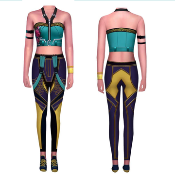 Kpop Demon Hunters Costume Zoey Cosplay Blue-green Jumpsuit For Adult Female Halloween Carnival Suit